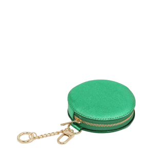 Msh Metallic Green Leather Round Clip On Purse
